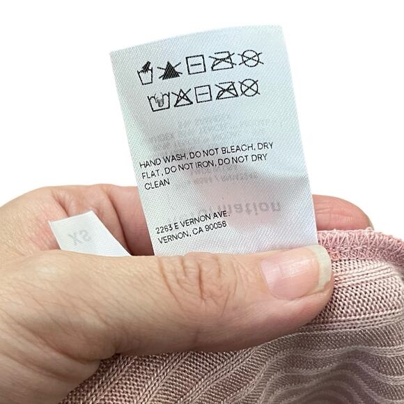 Reformation Petola Ribbed Knit Wrap Top XS Cropped Pink Balletcore Coquette - Picture 6 of 6